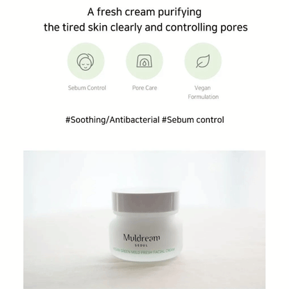 Muldream Vegan Green Mild Fresh Facial Cream 60ml - DODOSKIN