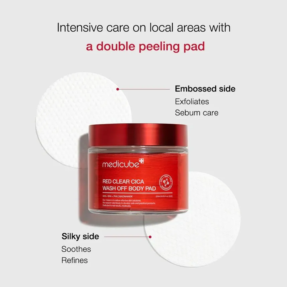 MEDICUBE Red Clear Cica Wash Off Body Pad 50 pads - KLO