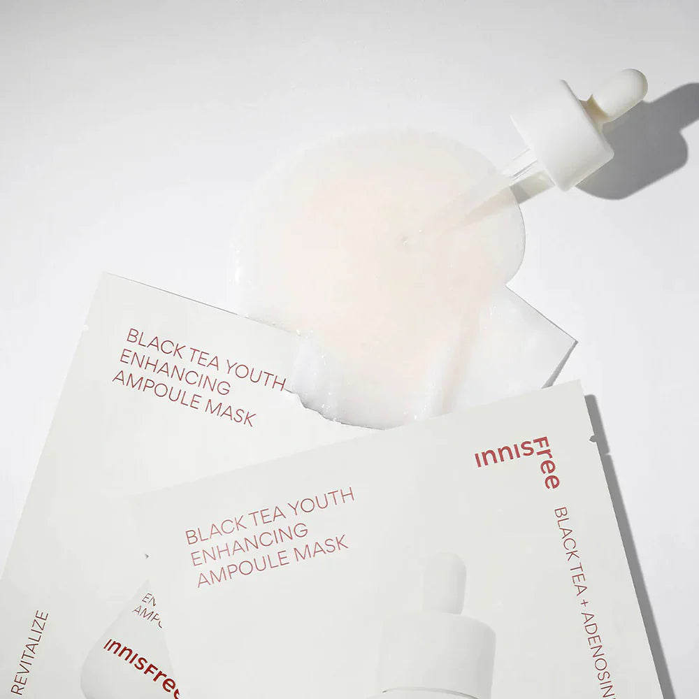 (Matthew검수) Innisfree Black Tea Youth Enhancing Ampoule Mask 28ml 5ea/10ea - KLO