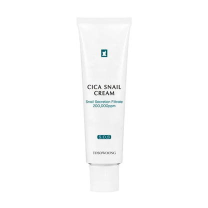 The cream features a blend of Cica and snail mucin to soothe, repair, and hydrate the skin. 