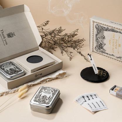 OPTATUM Paper Incense Gift Set (Tray + Tin Case + Tongs + Character Matches)
