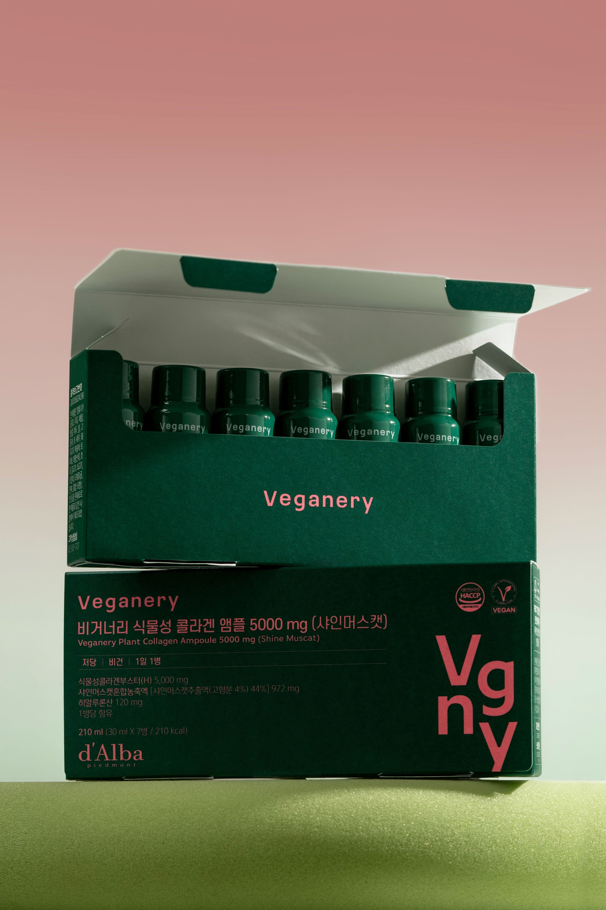 D'ALBA Veganery Plant Collagen Ampoule 5,000mg 1BOX (30ml x 7ea) - Shine Muscat Flavor - KLO