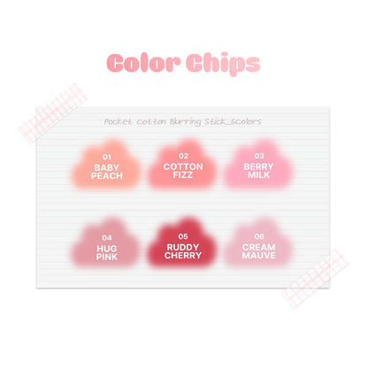 2aN Pocket Cotton Blurring Stick 6 Colors