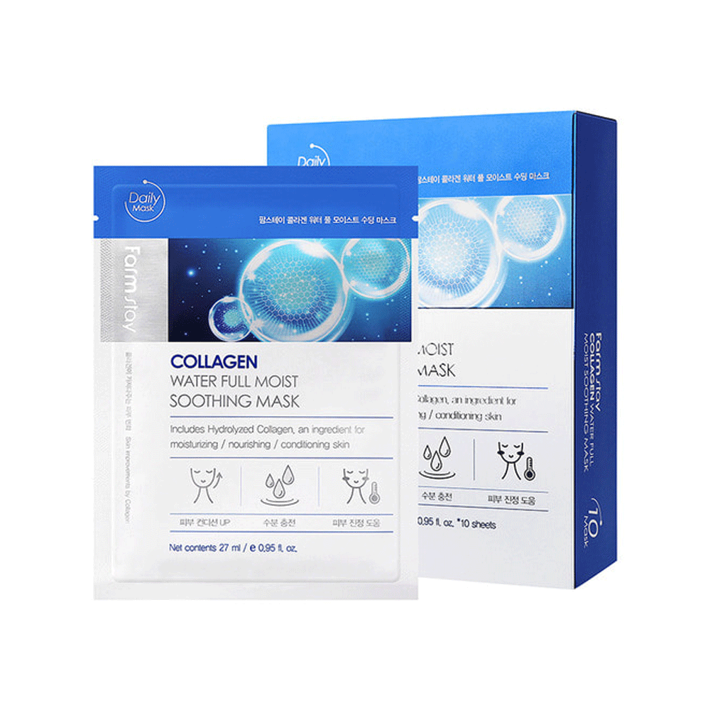 FARMSTAY Collagen Water Full Moist Soothing Mask 27ml* 10ea - KLO
