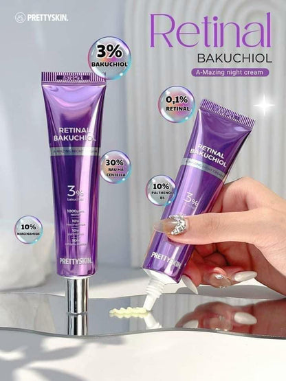 Pretty skin Retinal Bakuchiol A-mazing Night Cream Tube 30ml - KLO