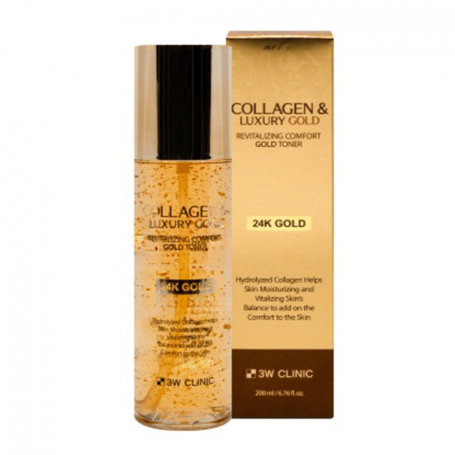 (Matt) 3W CLINIC 24K Gold Collagen & Luxury Gold Revitalizing Comfort Gold Toner 200ml - KLO