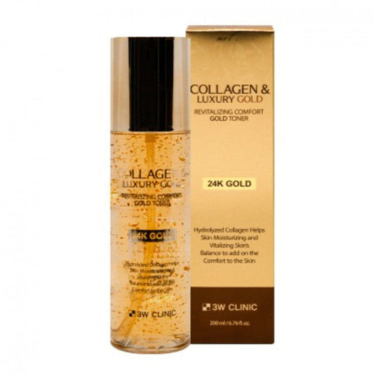 (Matt) 3W CLINIC 24K Gold Collagen & Luxury Gold Revitalizing Comfort Gold Toner 200ml - KLO
