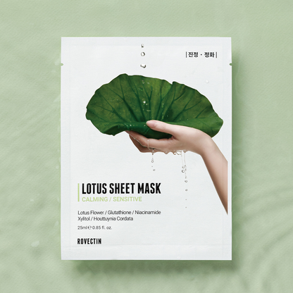 ROVECTIN Calming Lotus Sheet Mask 25ml (1ea / 5ea / 10ea) - DODOSKIN