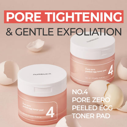 numbuzin No.4 Pore Zero Peeled Egg Toner Pad 70 Pads - DODOSKIN