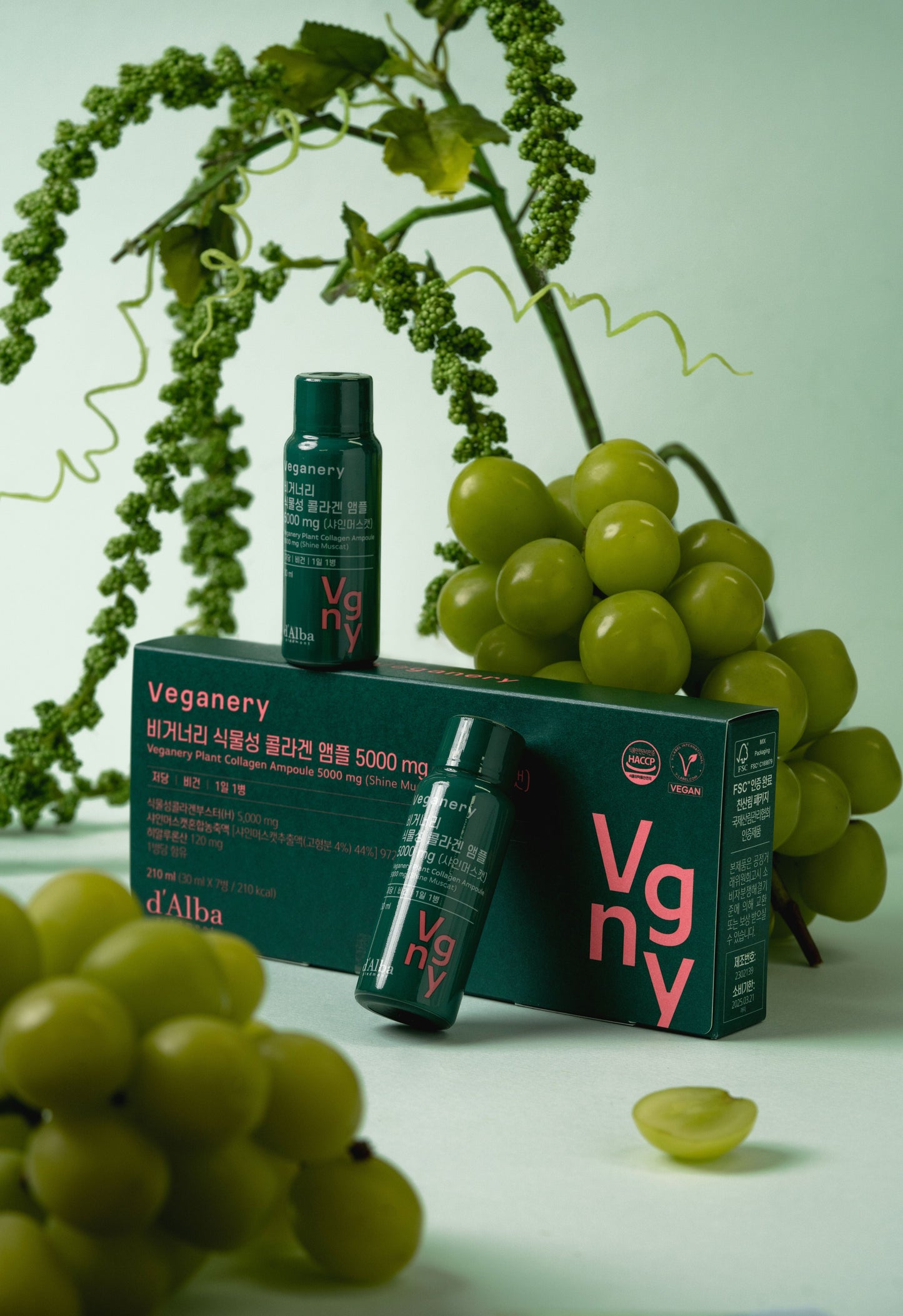 D'ALBA Veganery Plant Collagen Ampoule 5,000mg 1BOX (30ml x 7ea) - Shine Muscat Flavor - KLO