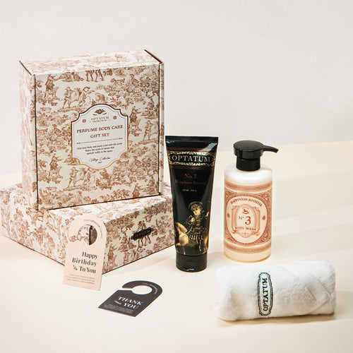 OPTATUM Village Collection Body care 3-piece gift set (wash + lotion + towel + diffuser card)