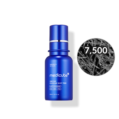 a blue bottle of medicube on a white background