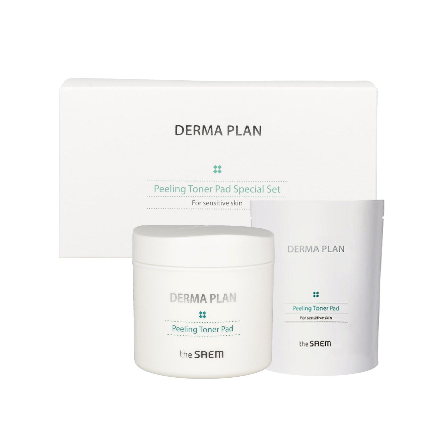 the SAEM Derma Plan Peeling Toner Pad Special Set (145ml 70ea + Refill 105ml 50ea) - KLO
