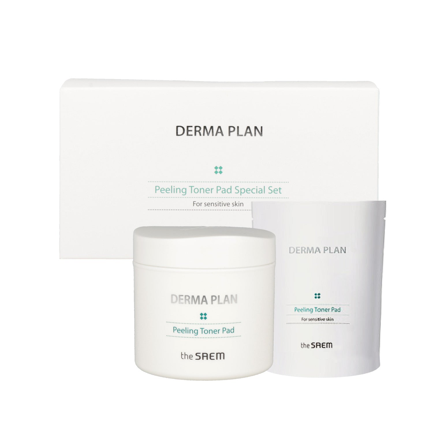 the SAEM Derma Plan Peeling Toner Pad Special Set (145ml 70ea + Refill 105ml 50ea) - KLO