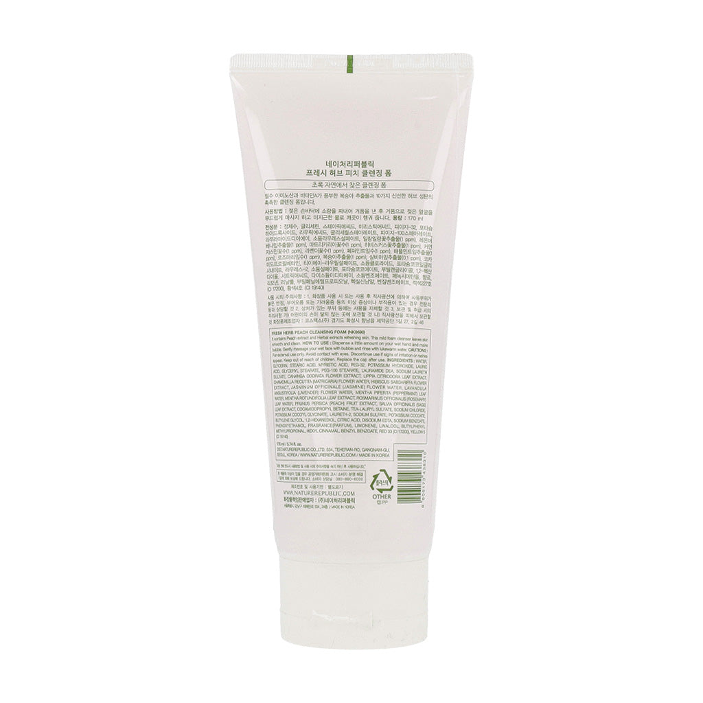 [US Exclusive] NATURE REPUBLIC Fresh Herb Peach Cleansing Foam 170ml - KLO