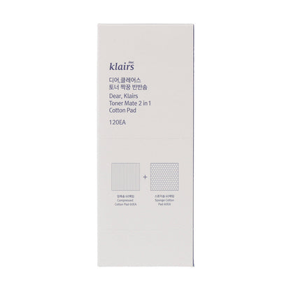 Klairs Toner Mate 2 in 1 Cotton Pad 120ea - KLO