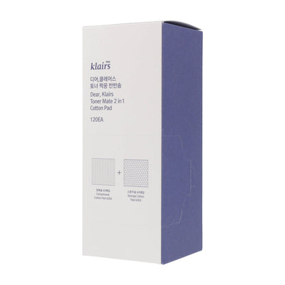 Klairs Toner Mate 2 in 1 Cotton Pad 120ea - KLO