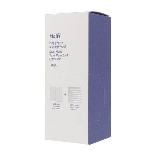 Klairs Toner Mate 2 in 1 Cotton Pad 120ea - KLO