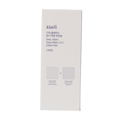Klairs Toner Mate 2 in 1 Cotton Pad 120ea - KLO