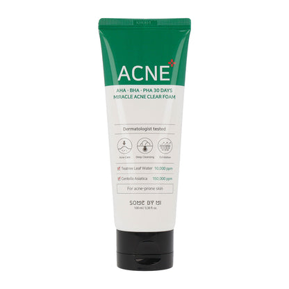 SOME BY MI AHA BHA PHA 30 Days Miracle Acne Clear Foam 100ml - KLO