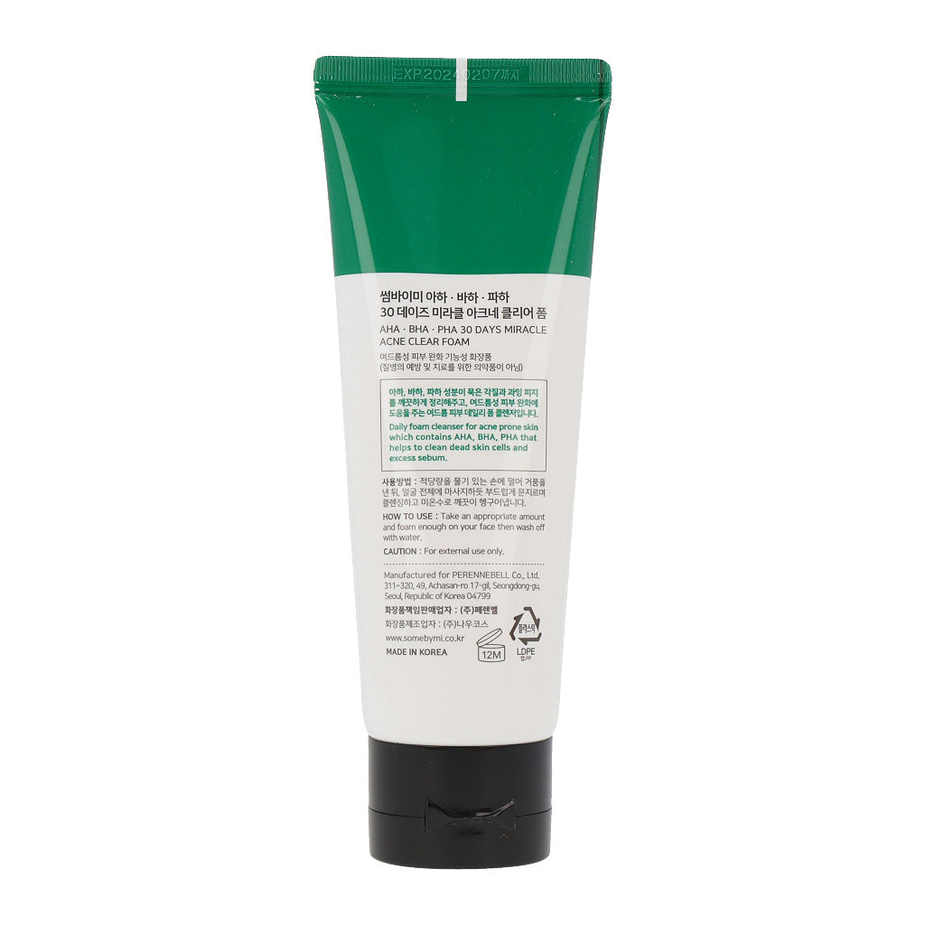SOME BY MI AHA BHA PHA 30 Days Miracle Acne Clear Foam 100ml - KLO