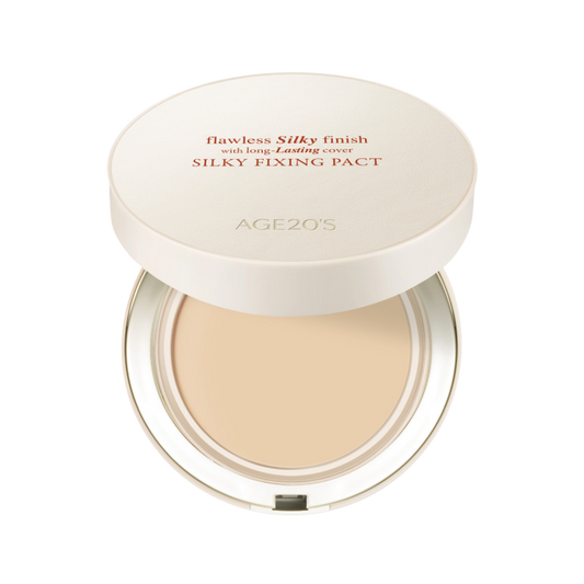 AGE20's Silky Fixing Pact SPF50+ PA++++ 14g, a versatile powder providing high sun protection and a refined, silky appearance.
