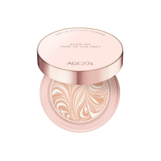 The AGE20's Glow-fit Tone-up Sun Pact is a compact sunscreen designed to provide both sun protection and a brightening effect. 
