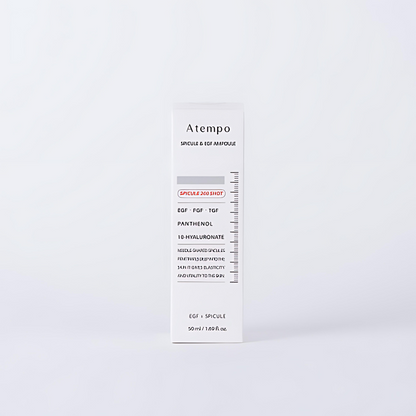 Atempo Spicule 200shot and EGF Ampoule 50ml, featuring advanced skincare solutions for enhanced skin vitality and nourishment.