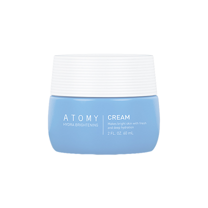 The Atomy Hydra Brightening Care Set for face, showcasing a bottle of water and a blue container.