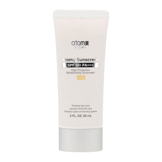 Atomy Sunscreen Beige SPF50+ PA+++ 60ml: A beige sunscreen with high sun protection factor (SPF50+) and PA+++ rating. 60ml size.
