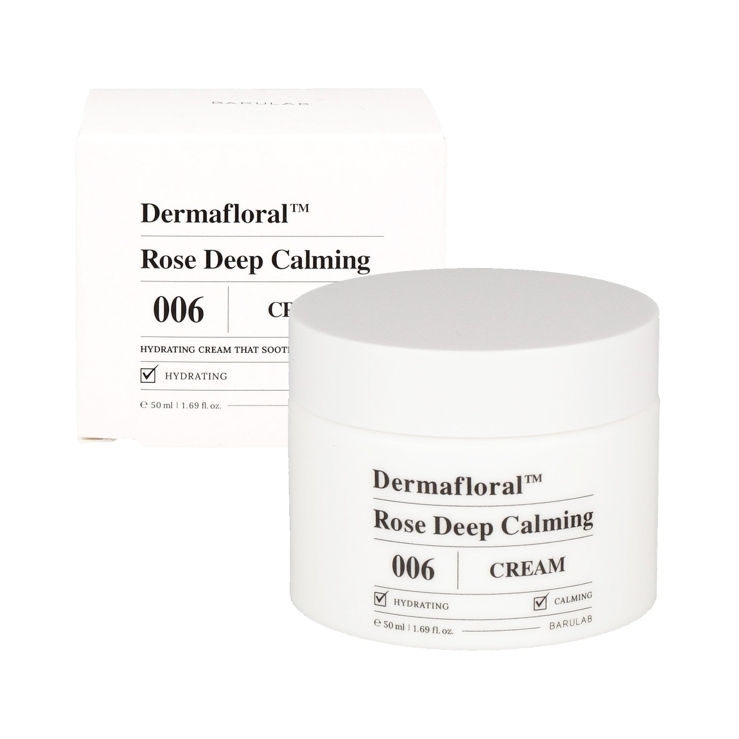 The BARULAB Dermafloral Rose Deep Calming Cream 50ml is a skincare product designed to provide deep hydration and soothing benefits to the skin.