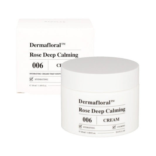 The BARULAB Dermafloral Rose Deep Calming Cream 50ml is a skincare product designed to provide deep hydration and soothing benefits to the skin.