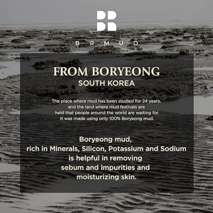 BRMUD Relief Mud Scrub Daily Wash 500ml bottle containing natural ingredients pure mud powder from Boryeong in South Korea