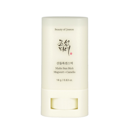 Beauty of Joseon Matte Sun Stick : Mugwort + Camelia 18g - making it ideal for oily and combination skin types