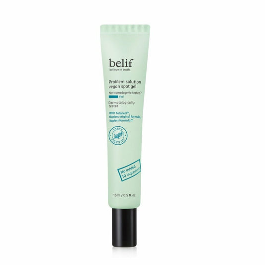 The Belif Problem Solution Vegan Spot Gel 15ml is a targeted treatment designed to address blemishes and problem areas on the skin. 