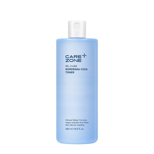 CAREZONE Re-cure Nordenau Cica Toner 490ml bottle with green label and white cap.