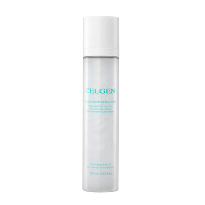 CELGEN Pearl Moisture Solution Mist 145ml is a hydrating facial mist designed to provide instant moisture and refresh your skin