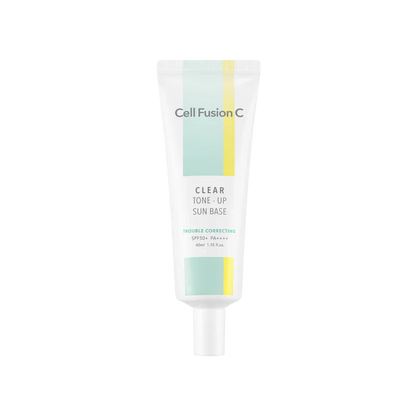  Four shades of Cell Fusion C Tone-up Sun Base SPF50+ PA++++, 40ml, providing high sun protection and a brightening effect.