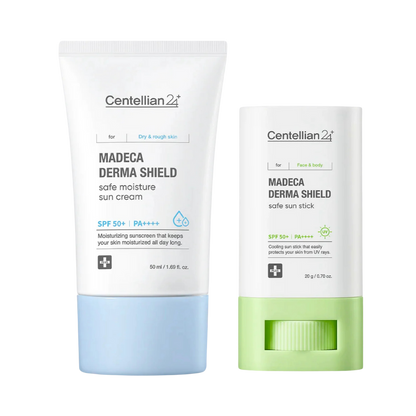 Centellian24 Madeca Derma Shield Moisture Sun Cream 50ml + Sun Stick 18g – Full Moisture & Cooling Sun Care Package