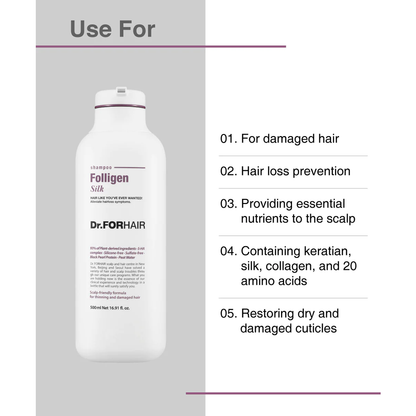 Enriched with silk proteins to strengthen and condition the hair, enhancing its smoothness and shine.