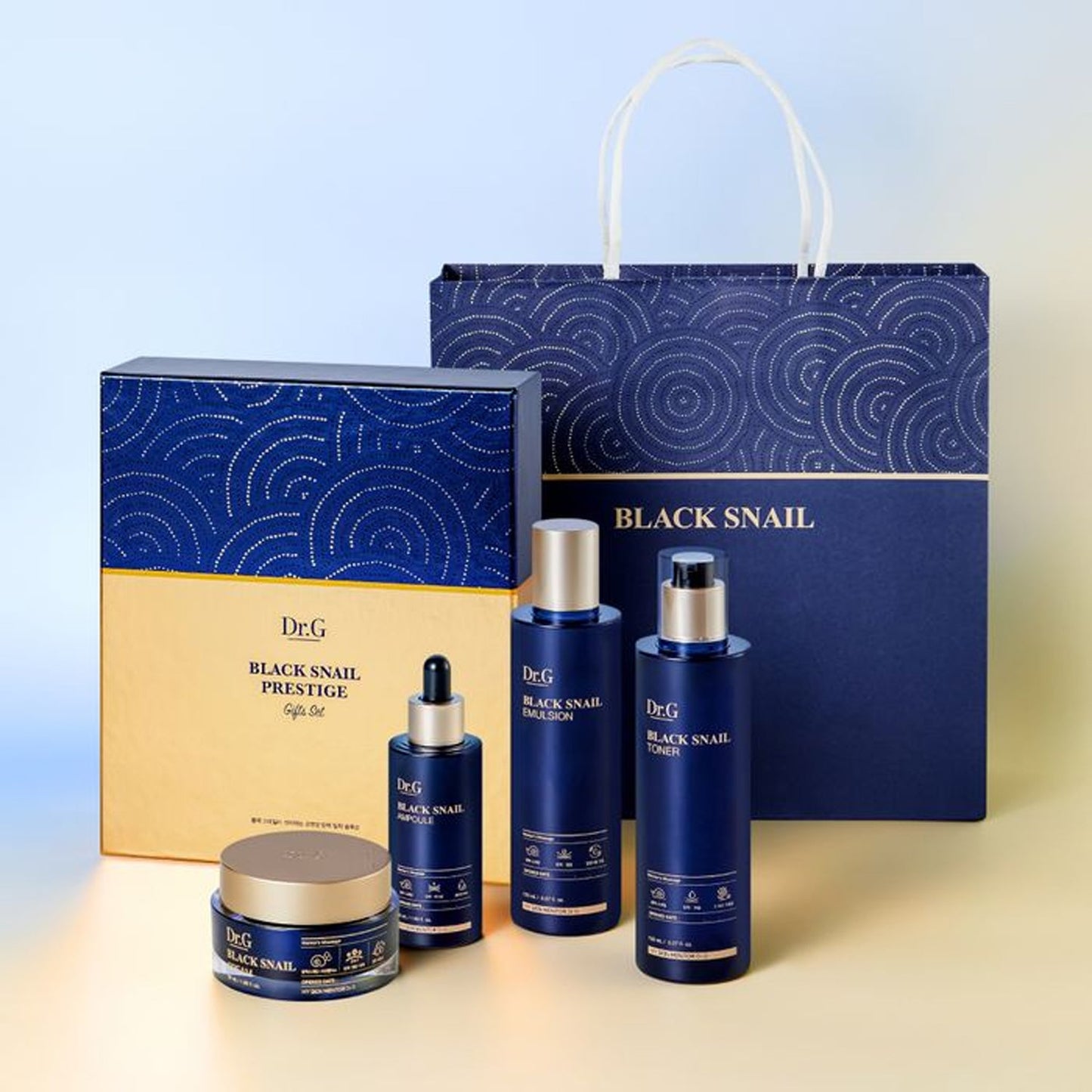 Dr.G Black Snail Prestige 4-Piece Full Set (Toner 150ml + Emulsion 150ml + Ampoule 50ml + Cream 50ml)