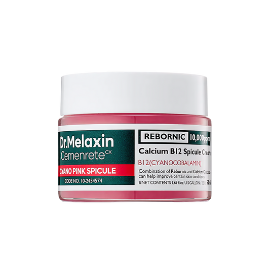 Dr. Melaxin Cyano Pink Spicule Cream 50ml, a skincare product in a pink tube, designed for soothing and revitalizing skin.