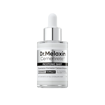 Dr. Melaxin Cemenrete Picotonic Shot, 30ml ampoule for skin pigmentation treatment and brightening effects.