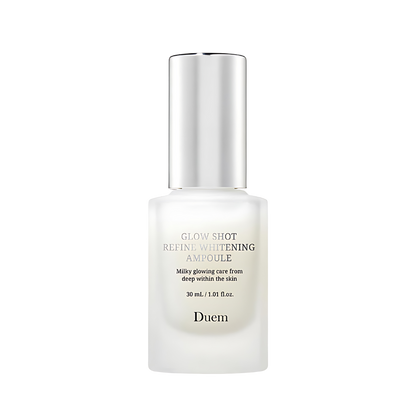 Duem Glow Shot Refine Whitening Ampoule 30ml, a skincare product designed to enhance skin brightness and clarity.