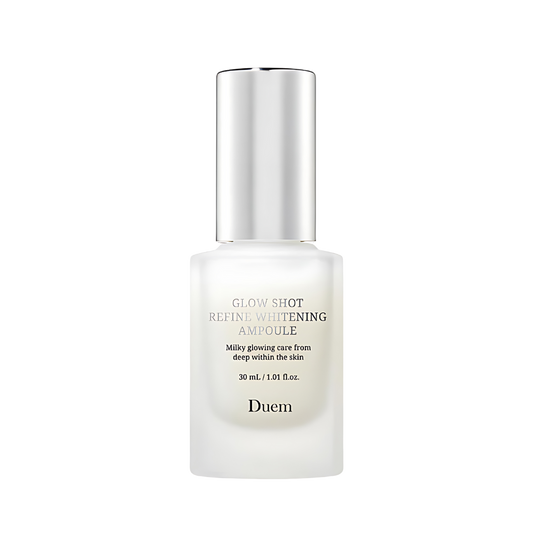 Duem Glow Shot Refine Whitening Ampoule 30ml, a skincare product designed to enhance skin brightness and clarity.