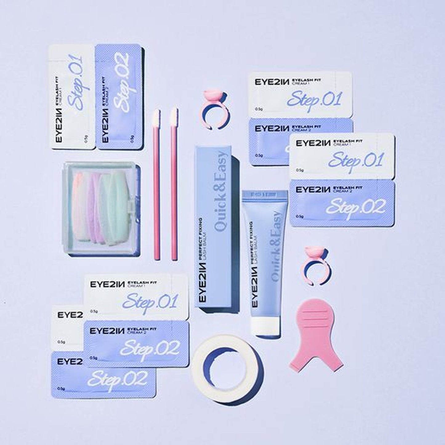 EYE2IN Eyelash Fit Self Perm Trial Kit – 5 Uses (Lash Balms Included)