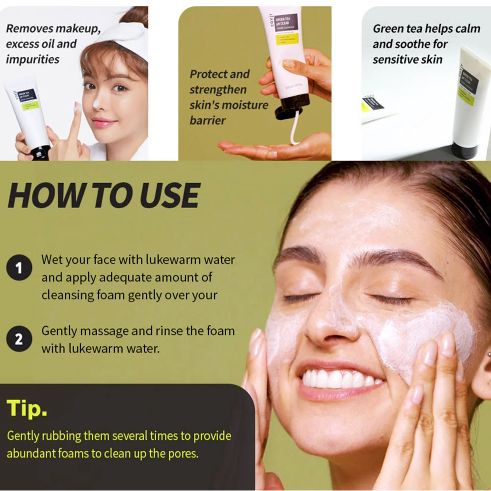 (NEWK) COXIR Green Tea pH Clear Foam Cleanser 150ml - KLO