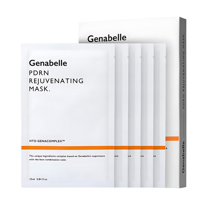Genabelle PDRN Rejuvenating Mask Sheet 25ml 5ea 1pack: a pack of five mask sheets for rejuvenation, each containing 25ml of PDRN formula.