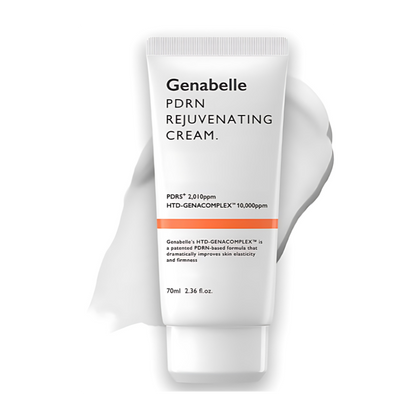 70ml Genabelle PDRN Rejuvenating Cream in a luxurious white and gold container.