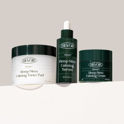 HEVOIR Hebwa Secret Hemp Stem Skincare Set: Features 3 different types for a complete hemp stem skincare regimen.